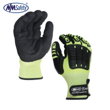 NMSAFETY Hi-viz yellow oil and gas TPR anti impact mechanic nitrile gloves